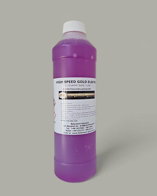 Gold Elektrolyt 12 Gramm/L.- High-Speed Gold