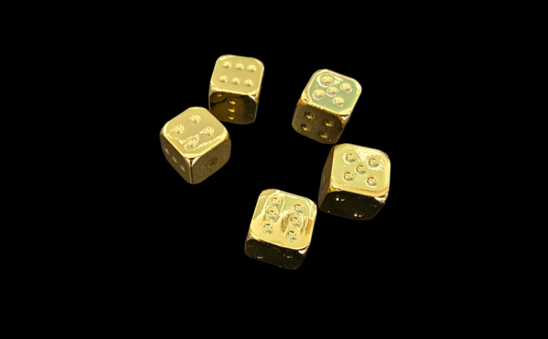 Dice set - gold-plated