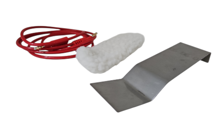 Flache Edelstahlelektrode mit Stoffpad + Kabel im Set